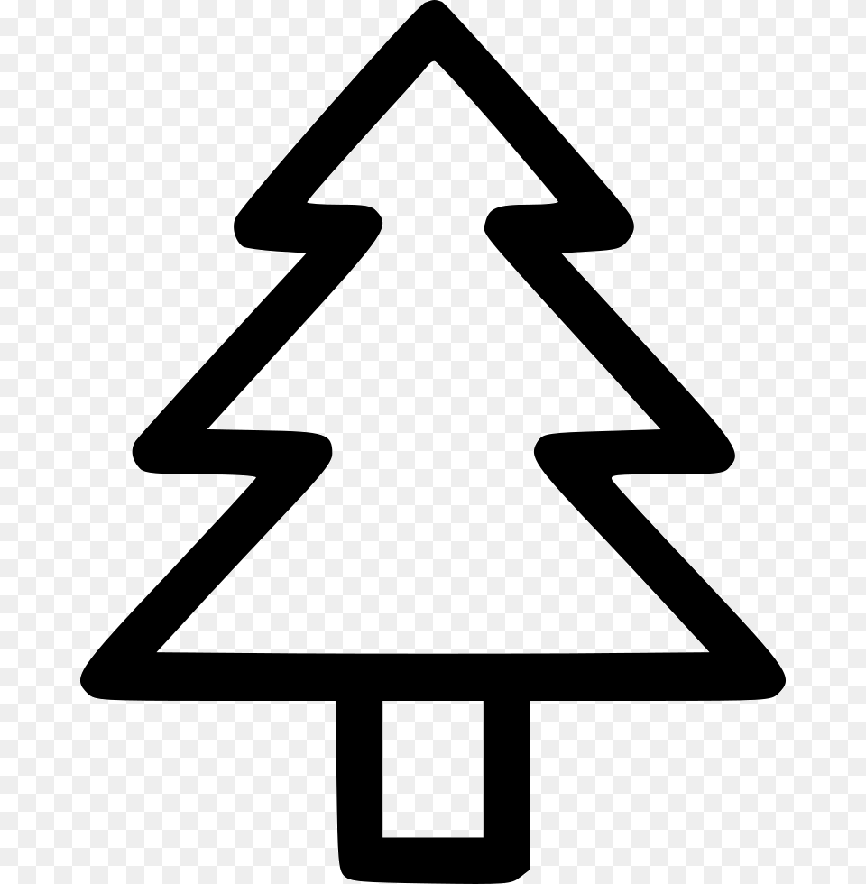 Christmas Tree Fir Newyear Holiday Star Christmas Tree Outline, Symbol, Sign, Triangle Png Image