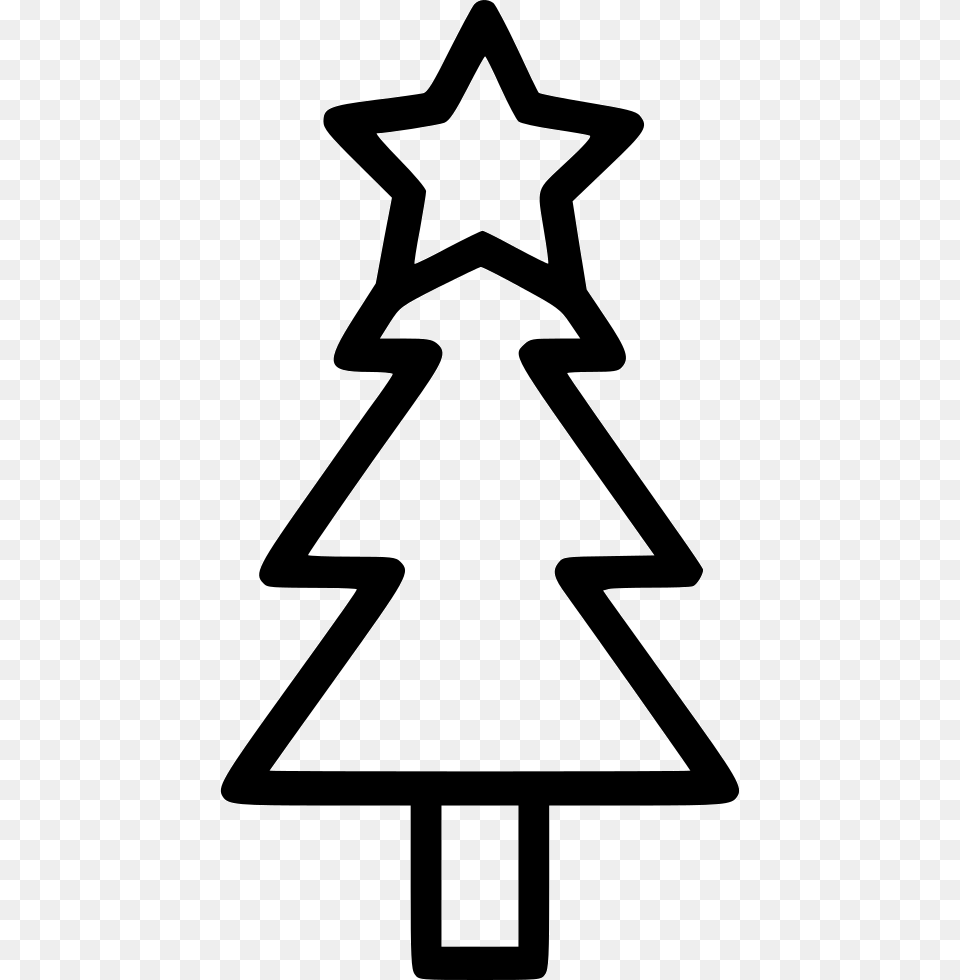 Christmas Tree Fir Newyear Holiday Star Simple Christmas Tree Outline Clipart, Star Symbol, Symbol, Stencil Png