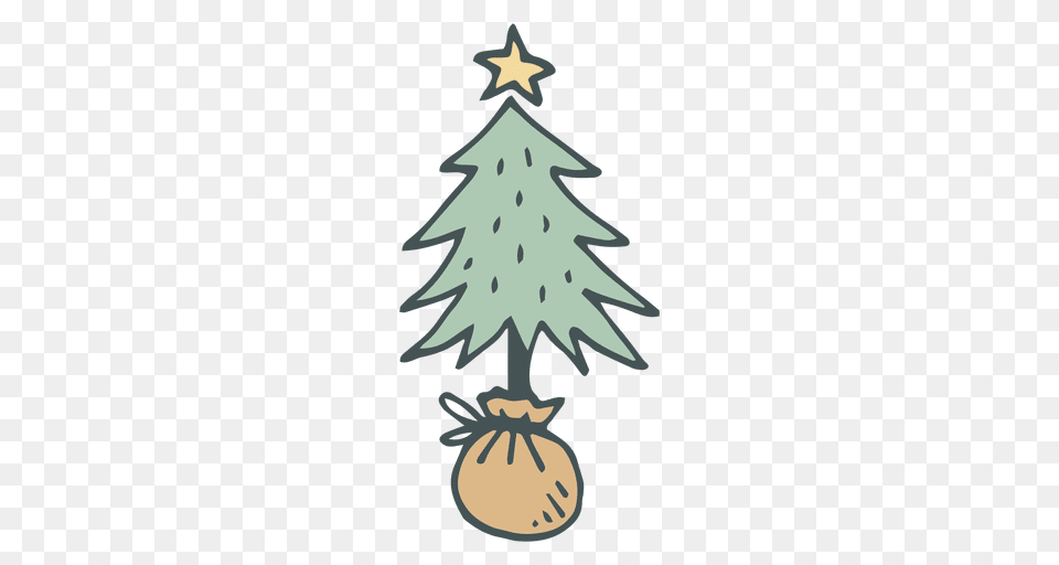 Christmas Tree Hand Drawn Cartoon Icon, Christmas Decorations, Festival, Plant, Christmas Tree Png