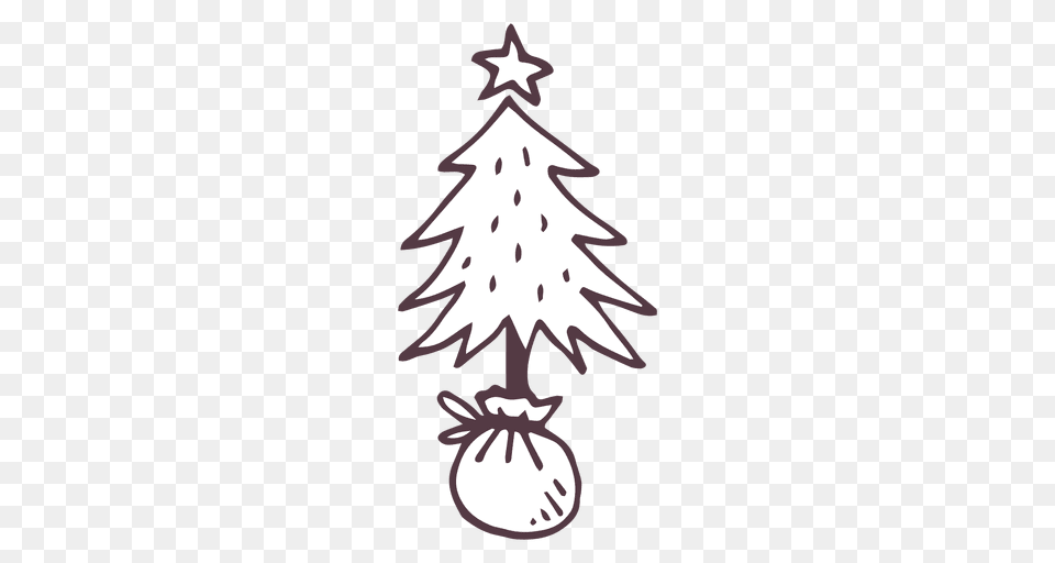 Christmas Tree Hand Drawn Icon, Stencil, Christmas Decorations, Festival, Christmas Tree Png