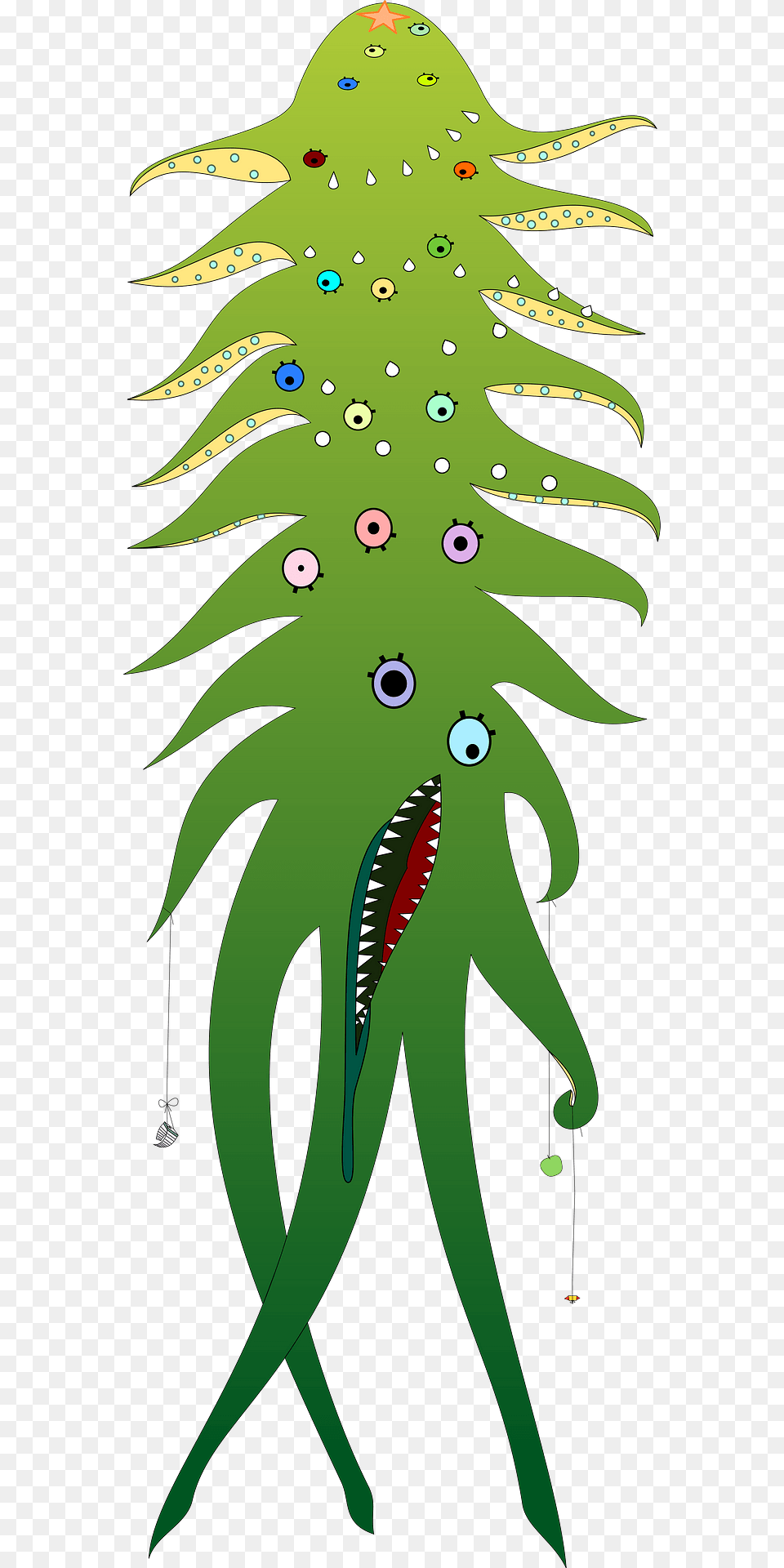 Christmas Tree Monster Clipart, Green, Animal, Bird, Art Free Png