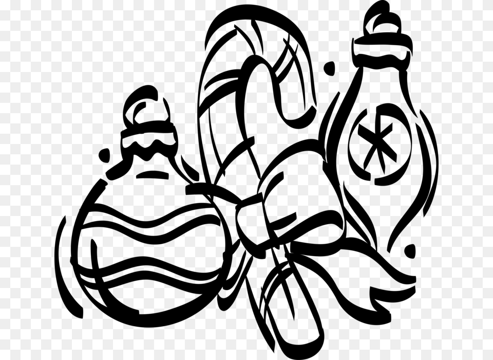 Christmas Tree Ornaments And Illustration, Gray Free Transparent Png