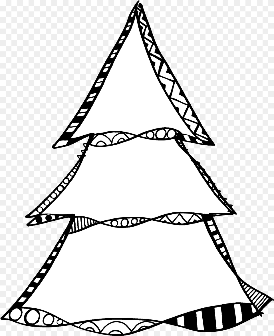 Christmas Tree Outline Digi Stamp For Holiday, Triangle, Stencil, Adult, Wedding Free Png Download