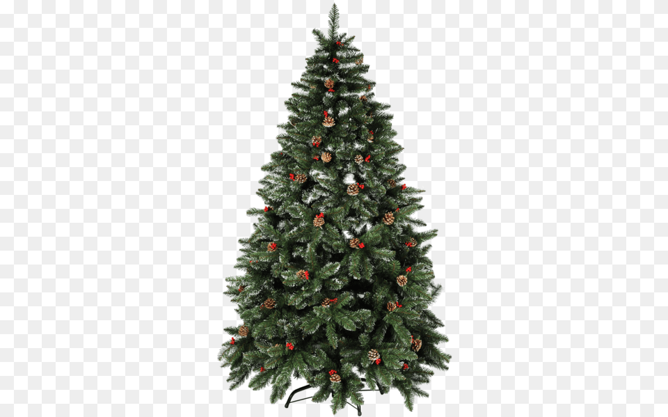 Christmas Tree Red Berry 7ft Pre Lit Christmas Trees, Plant, Pine, Fir, Christmas Decorations Free Png Download