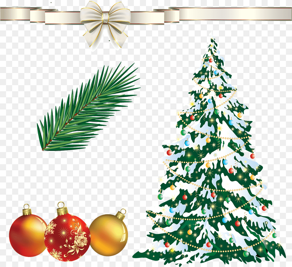 Christmas Tree Ribbon Fir Branch, Plant, Christmas Decorations, Festival, Christmas Tree Free Png Download