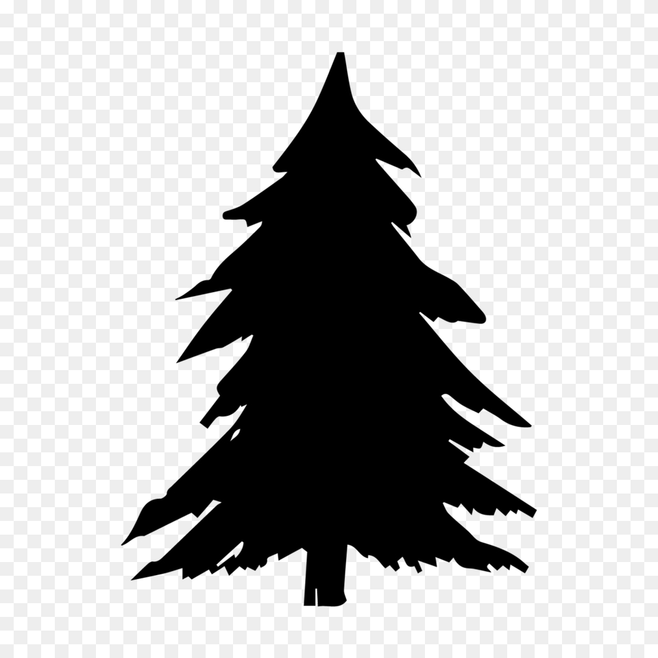 Christmas Tree Silhouette, Gray Png Image
