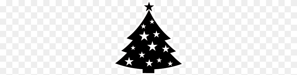 Christmas Tree Silhouette Clipart Black And White Collection, Star Symbol, Symbol, Stencil Png