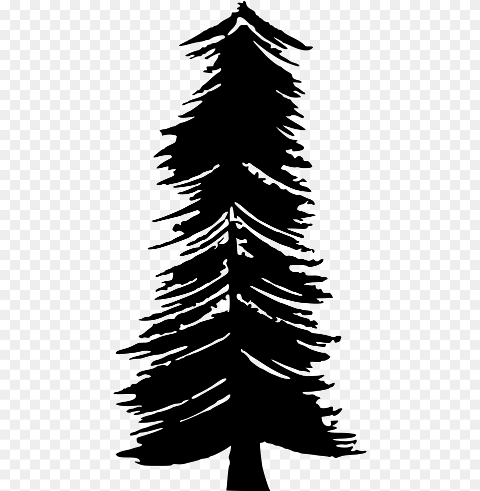 Christmas Tree Silhouette Transparent Background, Gray Free Png