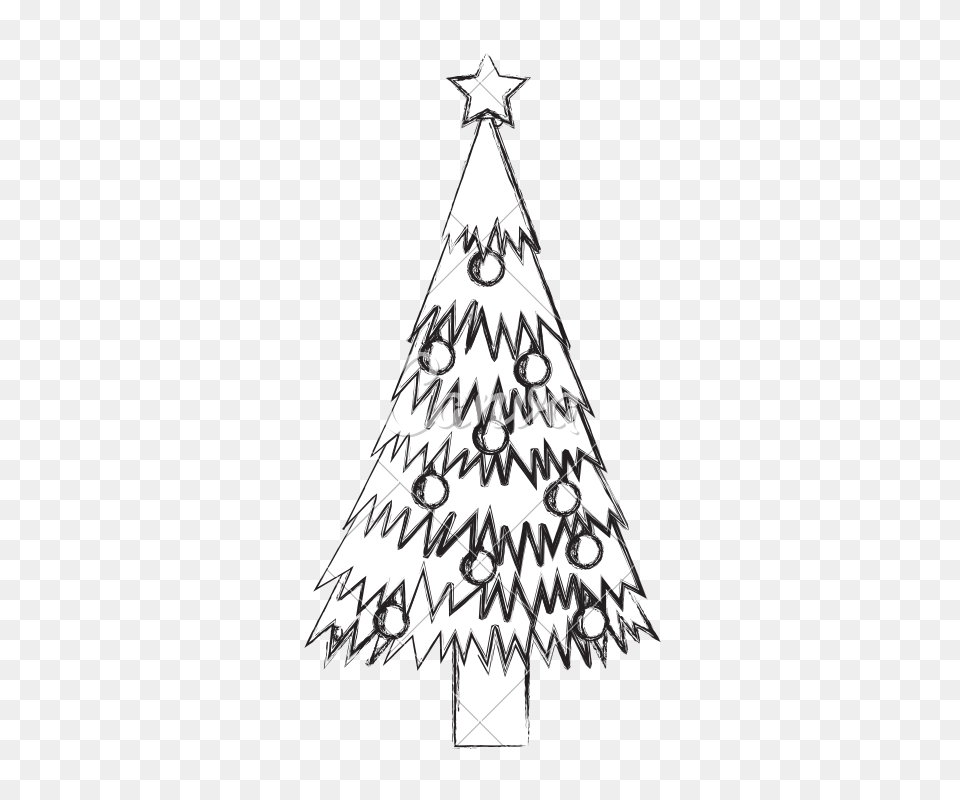 Christmas Tree Sketch, Christmas Decorations, Festival, Christmas Tree Free Png Download