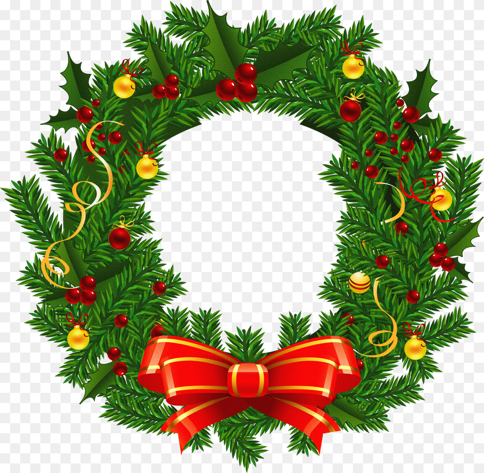 Christmas Tree Snow Stickpng Christmas Wreath Clipart Hd Png