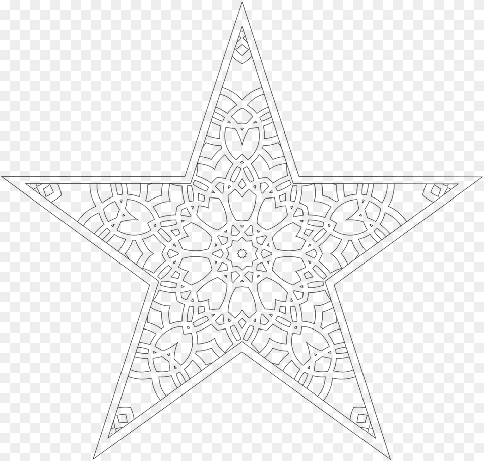 Christmas Tree Star Coloring Pages Line Art, Gray Free Transparent Png