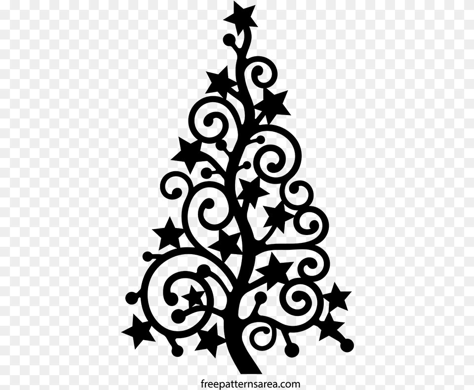 Christmas Tree Stencil Svg, Gray Png