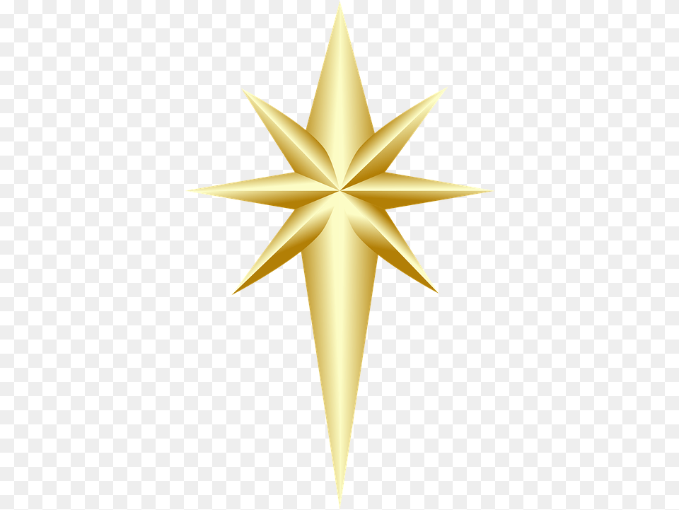 Christmas Tree Topper Ornament Illustration, Star Symbol, Symbol, Cross, Gold Free Png