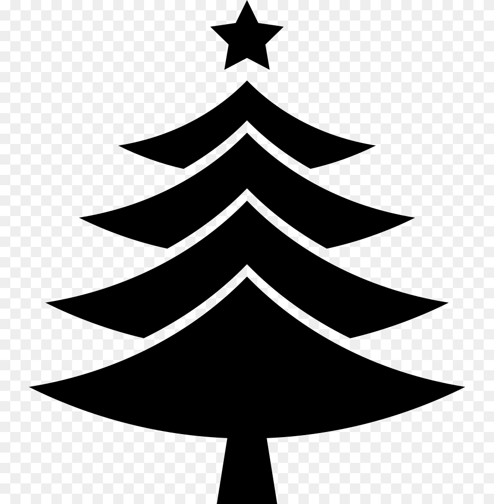 Christmas Tree With A Star On Top Svg Christmas Tree, Stencil, Silhouette, Symbol, Blade Free Transparent Png