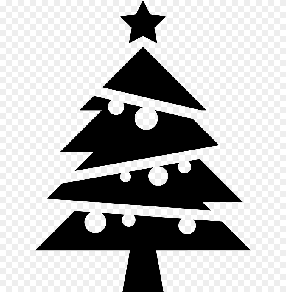 Christmas Tree With Balls And A Star On Top Christmas Tree Vector, Stencil, Star Symbol, Symbol Free Png