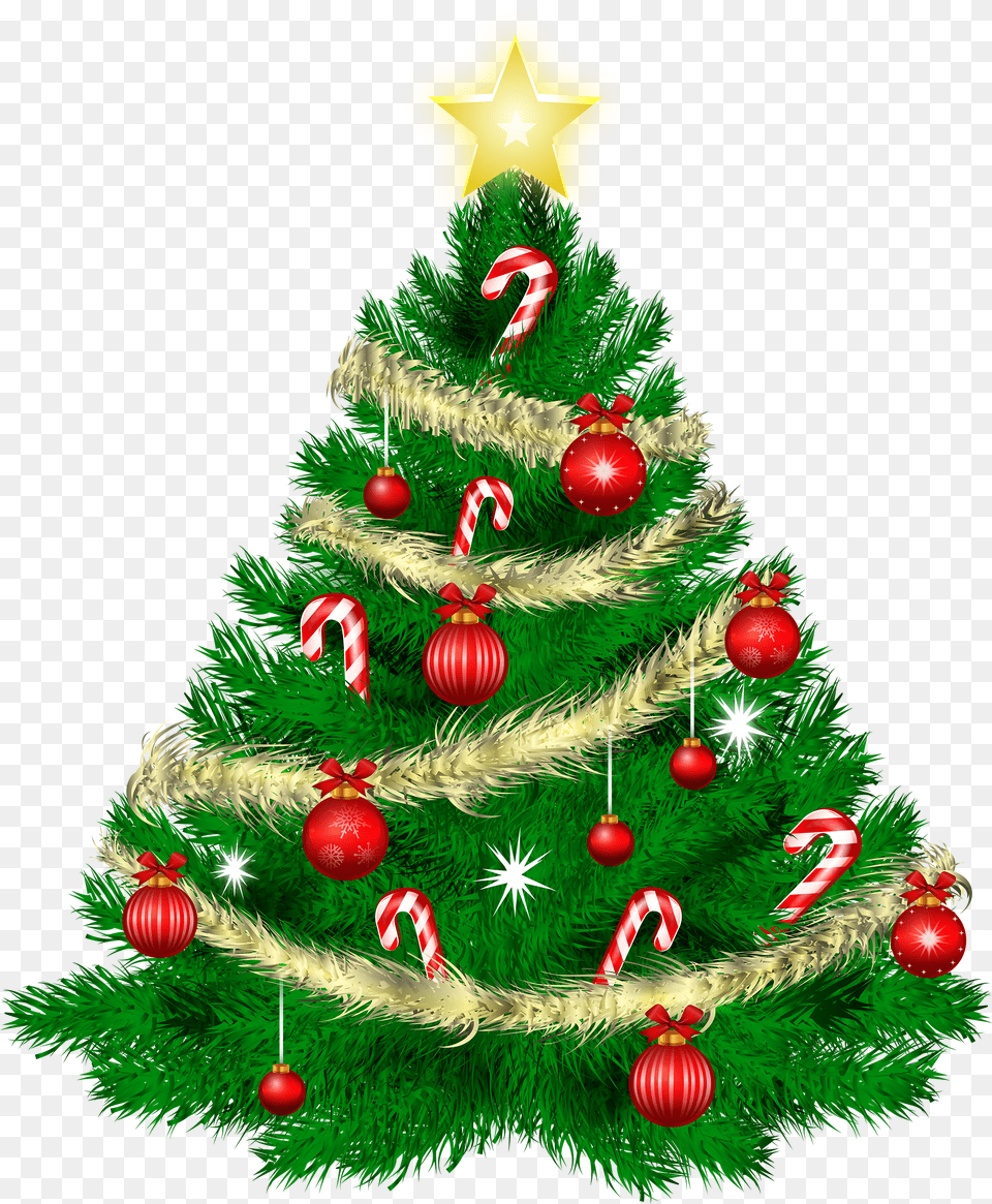 Christmas Tree With Christmas Ornaments And Star Thank You For The Holiday Wishes Free Transparent Png