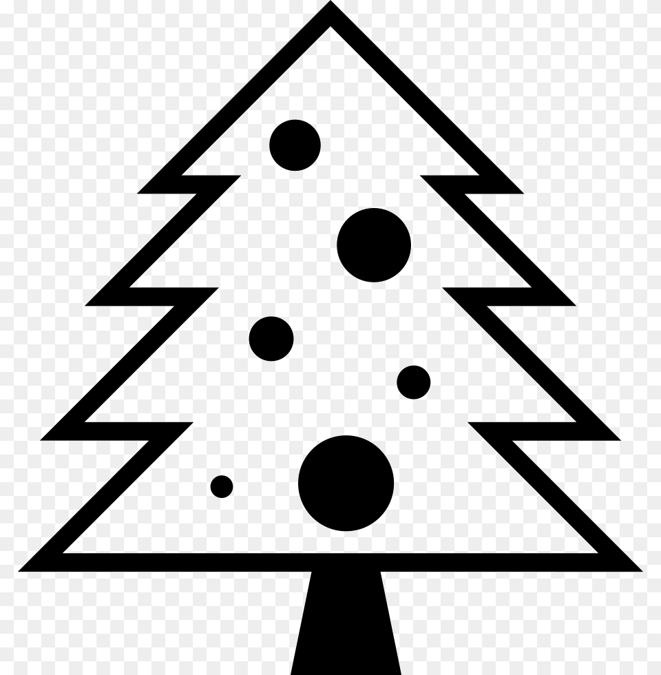 Christmas Tree With Dots Black And White Abstract Pine Tree, Triangle, Stencil Png Image