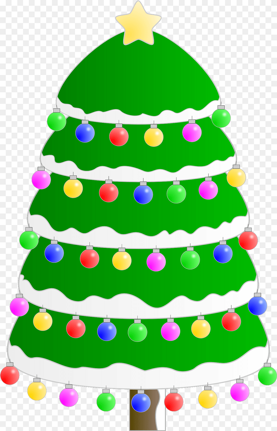 Christmas Tree With Ornaments And A Star Clipart Free Png
