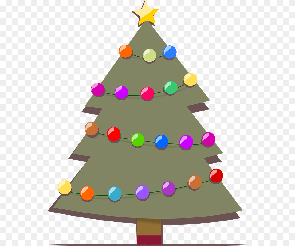 Christmas Tree With Ornaments And A Star Clipart 2019, Birthday Cake, Food, Dessert, Cream Free Png Download