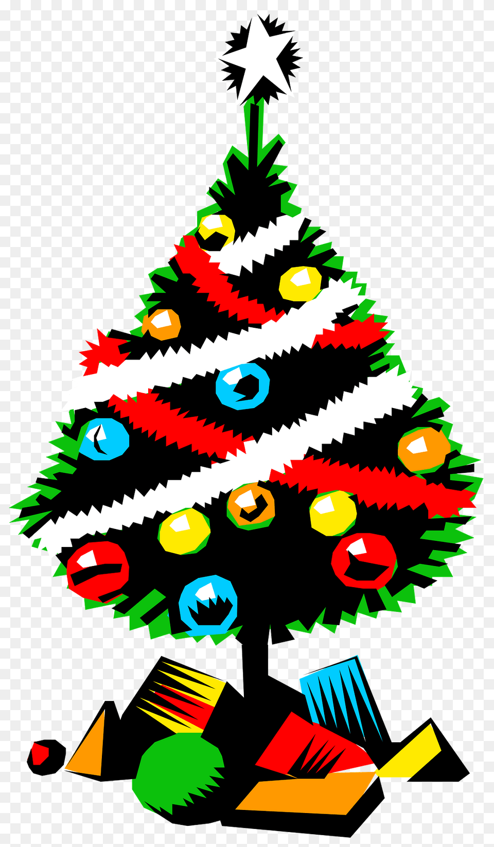 Christmas Tree With Ornaments And A Star Clipart, Plant, Christmas Decorations, Festival, Christmas Tree Free Transparent Png