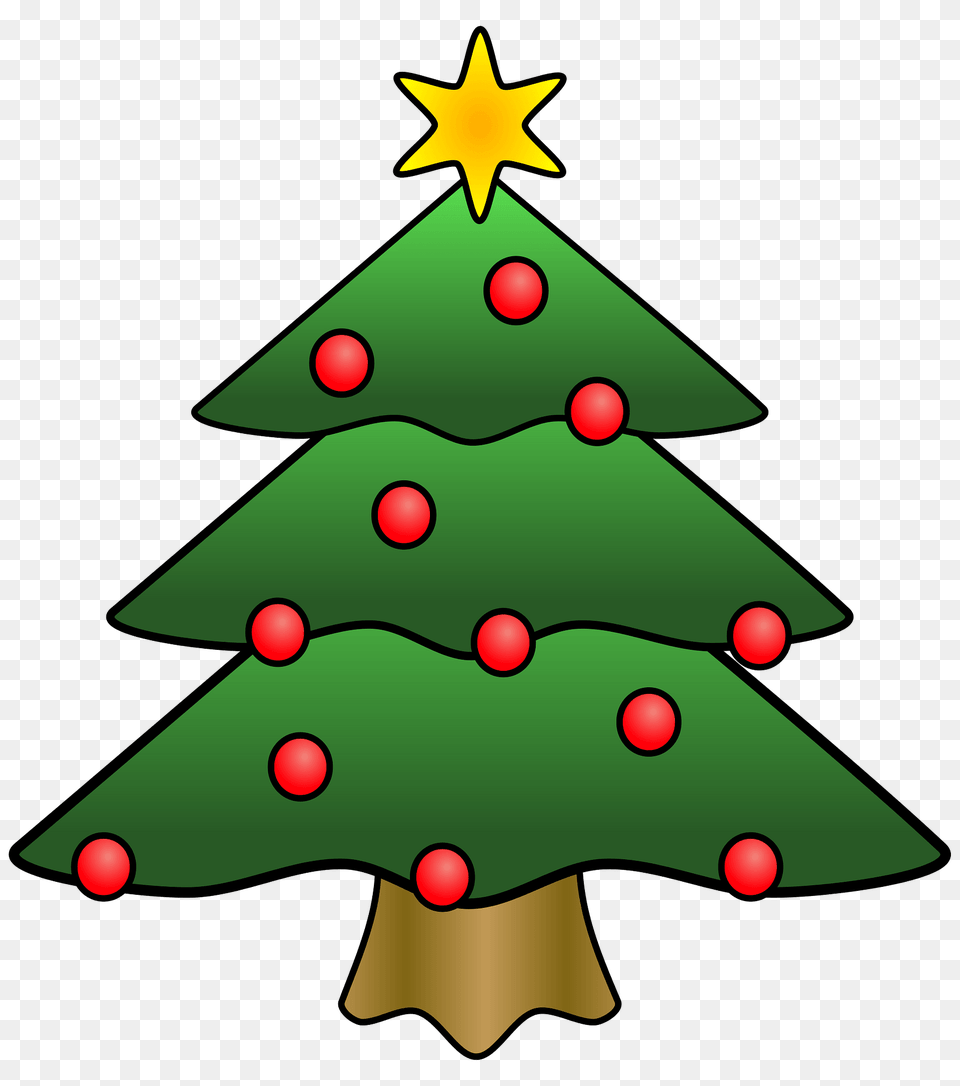 Christmas Tree With Ornaments And A Star Clipart, Symbol, Star Symbol, Plant, Christmas Decorations Free Png Download