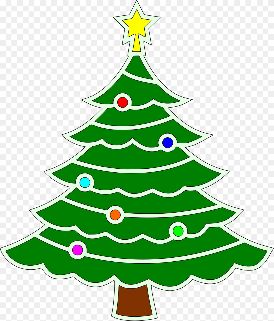 Christmas Tree With Ornaments And A Star Clipart, Plant, Christmas Decorations, Festival, Christmas Tree Png