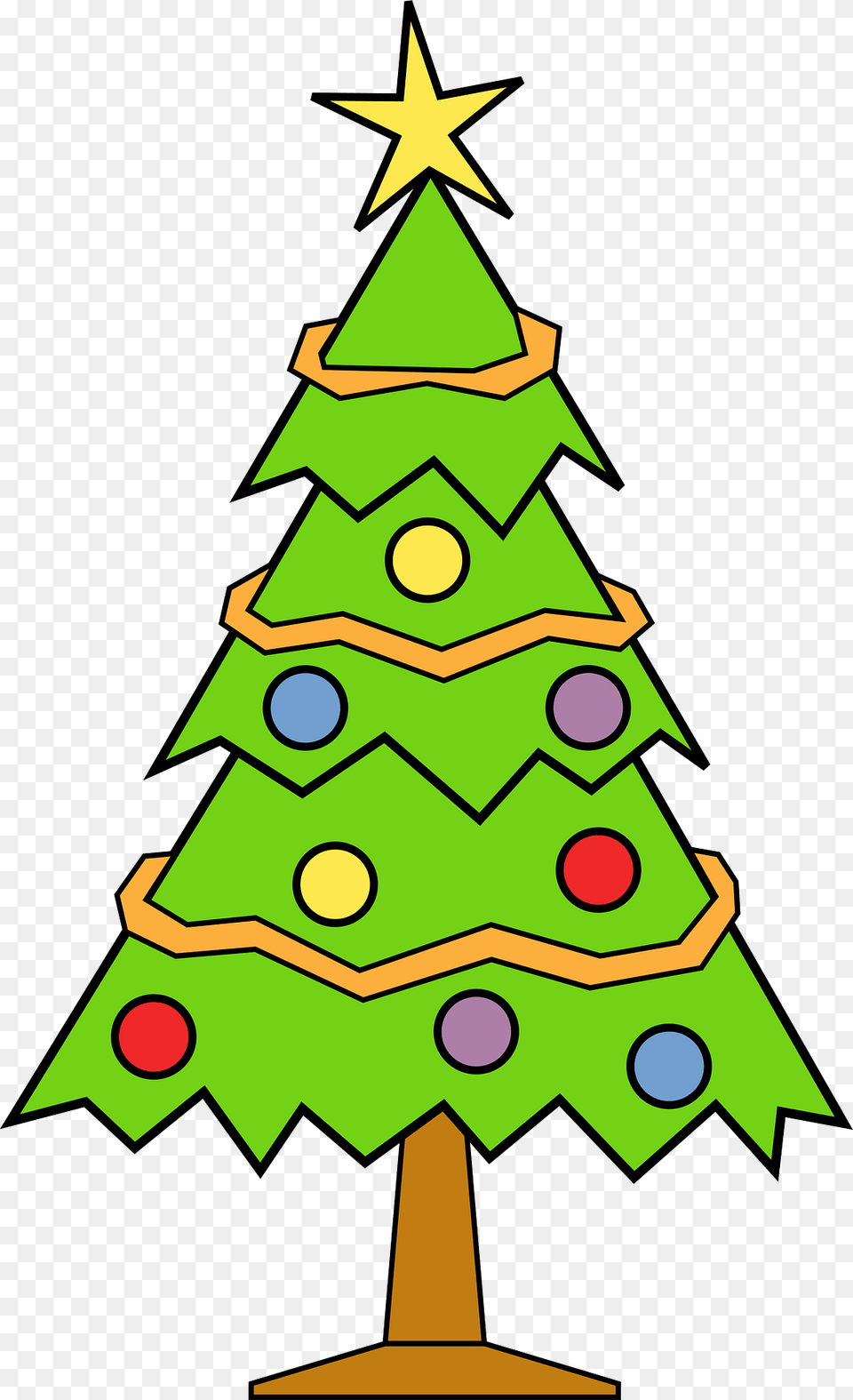 Christmas Tree With Ornaments Tinsel And A Star Clipart, Weapon, Dynamite, Plant, Festival Free Png