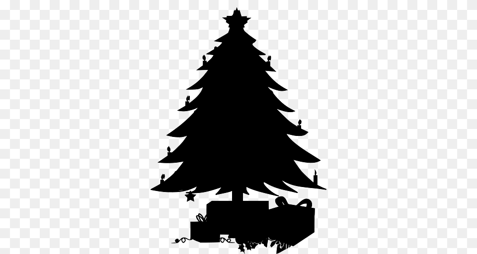 Christmas Tree With Presents Underneath, Silhouette, Plant, Fir, Wedding Free Png Download
