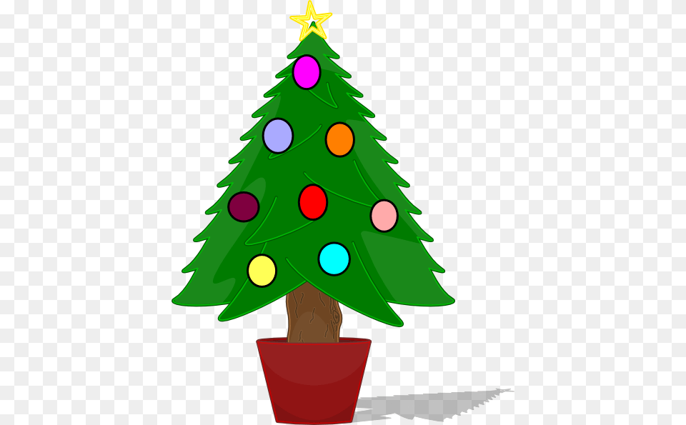 Christmas Tree With Rainbow Color Ornaments Clip Art, Plant, Christmas Decorations, Festival, Christmas Tree Png Image