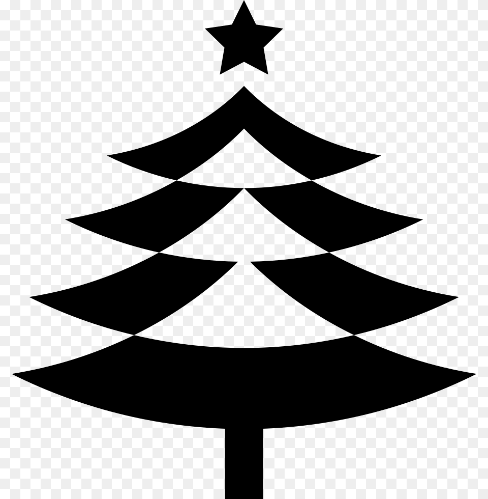 Christmas Tree With Star Christmas Icon Black And White, Stencil, Symbol, Star Symbol, Silhouette Free Transparent Png