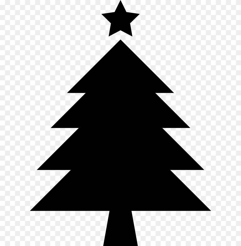 Christmas Tree With Star Silhouette Christmas Tree Clipart, Star Symbol, Symbol, Stencil, Animal Free Png Download