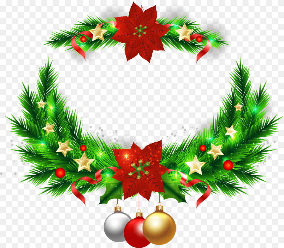 Christmas Tree Wreath Ornament Elements Transprent Vector Wre3ath Christmas Free Png