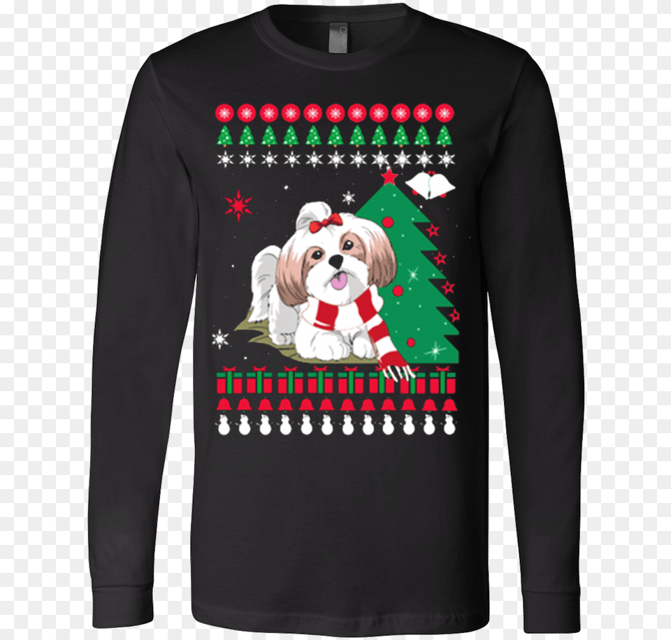 Christmas Ugly Sweater Lhasa Apso, T-shirt, Clothing, Sleeve, Long Sleeve Free Png