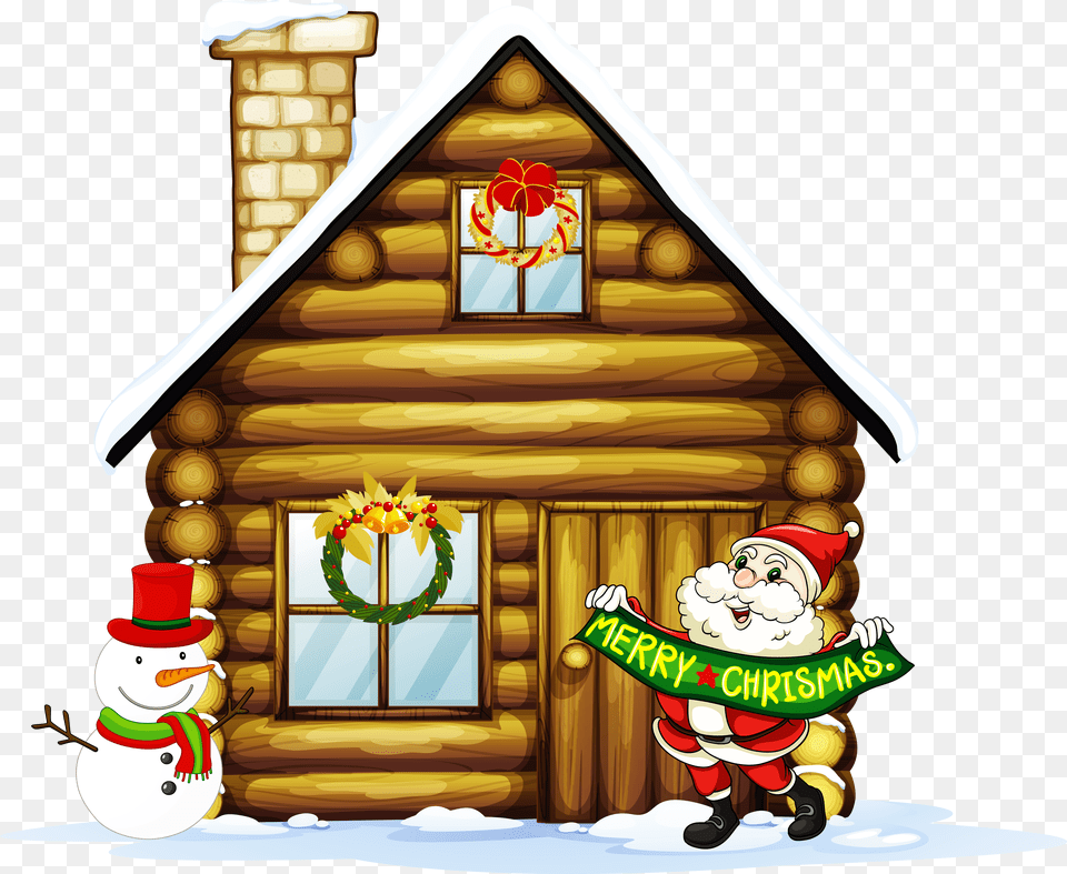Christmas Village Houses Clipart Full Size Christmas House Clipart, Architecture, Log Cabin, Housing, Cabin Free Png Download