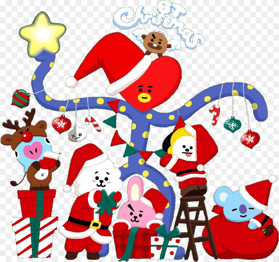 Christmas Wallpapers Top Bt21 Christmas Bts Merry Christmas, Baby, Person, Animal, Bear Png Image