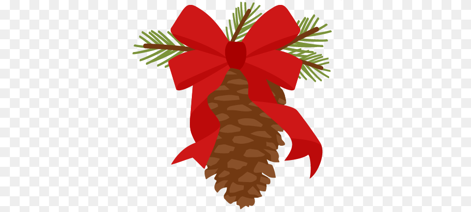Christmas With Ribbon Scrapbook Cut File Cute Christmas Pine Cone Clip Art, Conifer, Plant, Tree, Dynamite Free Png Download