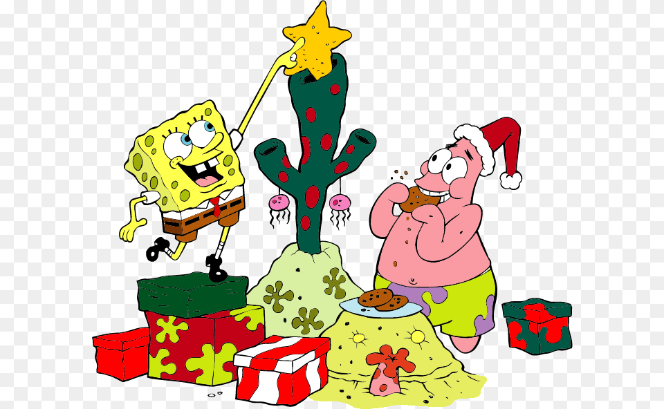 Christmas With Spongebob Patrick Navidad En El Fondo Del Mar, Cartoon, Baby, Person Free Png