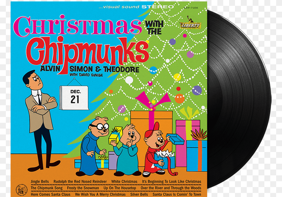 Christmas With The Chipmunks Lp Alvin And The Chipmunks, Advertisement, Poster, Person, Baby Free Transparent Png