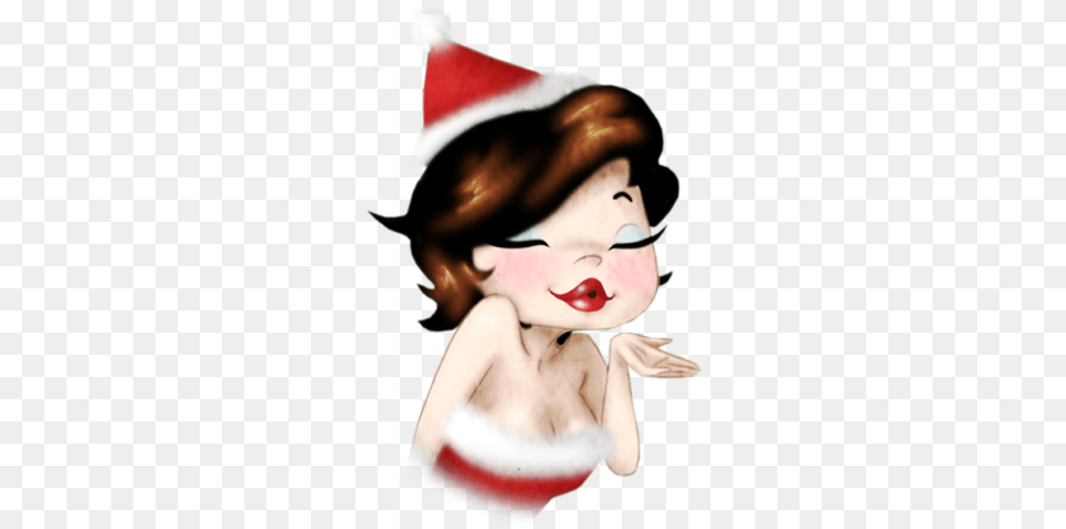 Christmas Women Kisses Mre Noel Clipart, Person, Clothing, Hat, Performer Free Transparent Png