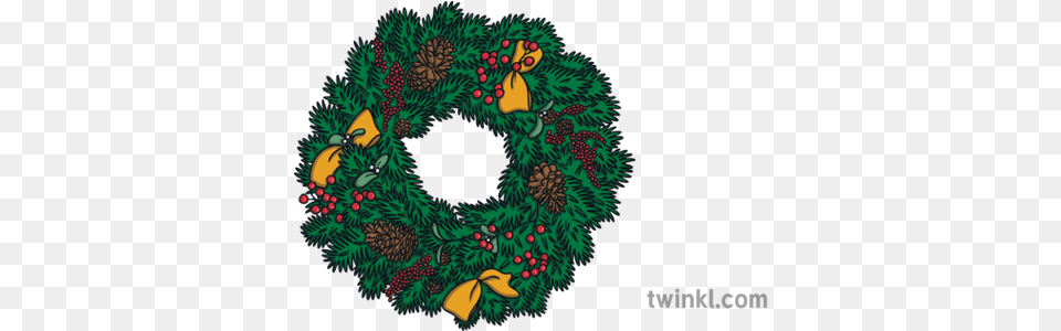 Christmas Wreath 2 3 Illustration Twinkl Wreath, Pattern Free Png Download