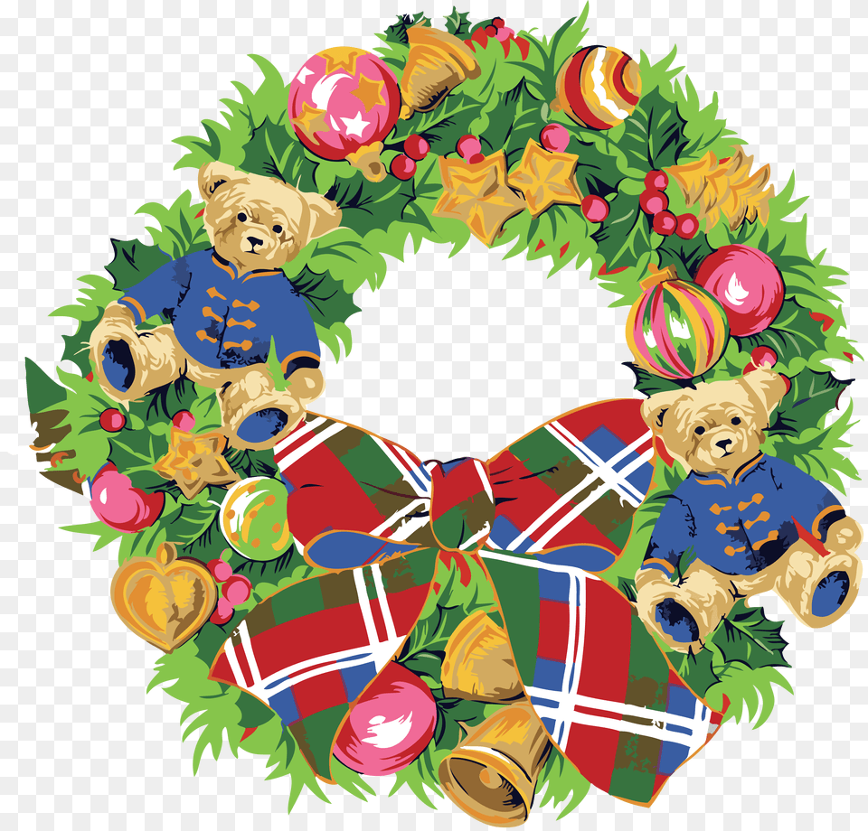 Christmas Wreath, Animal, Bear, Mammal, Wildlife Png
