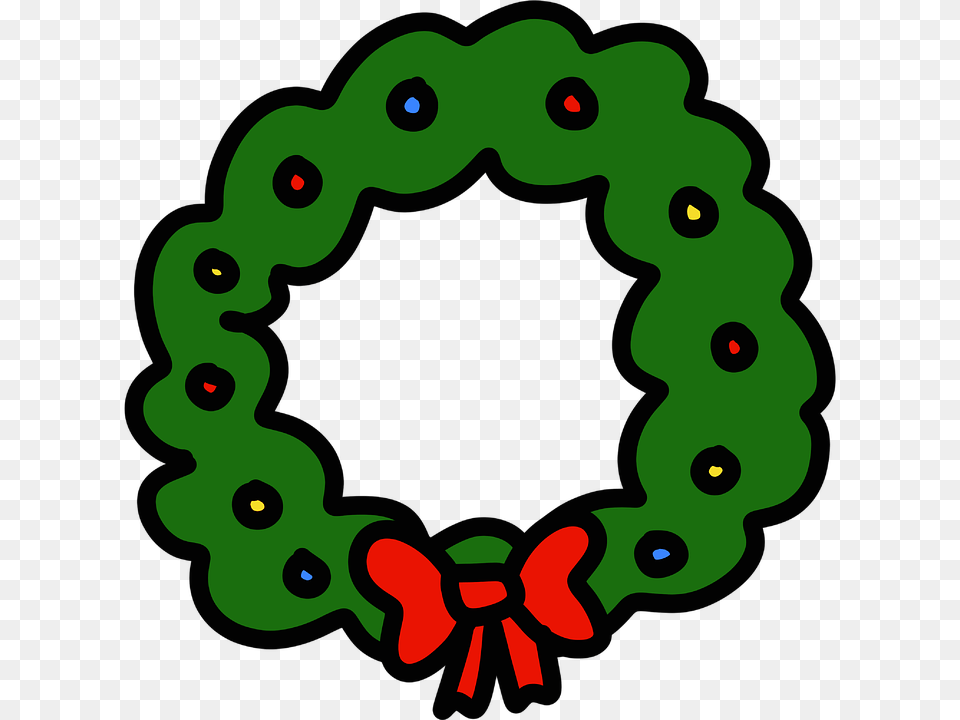 Christmas Wreath Advent Holiday Ornament Xmas Circle, Green, Animal, Bear, Mammal Png Image