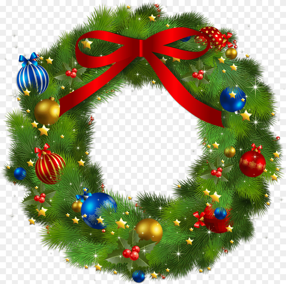 Christmas Wreath Bow Christmas Wreath Clip Art Free Png