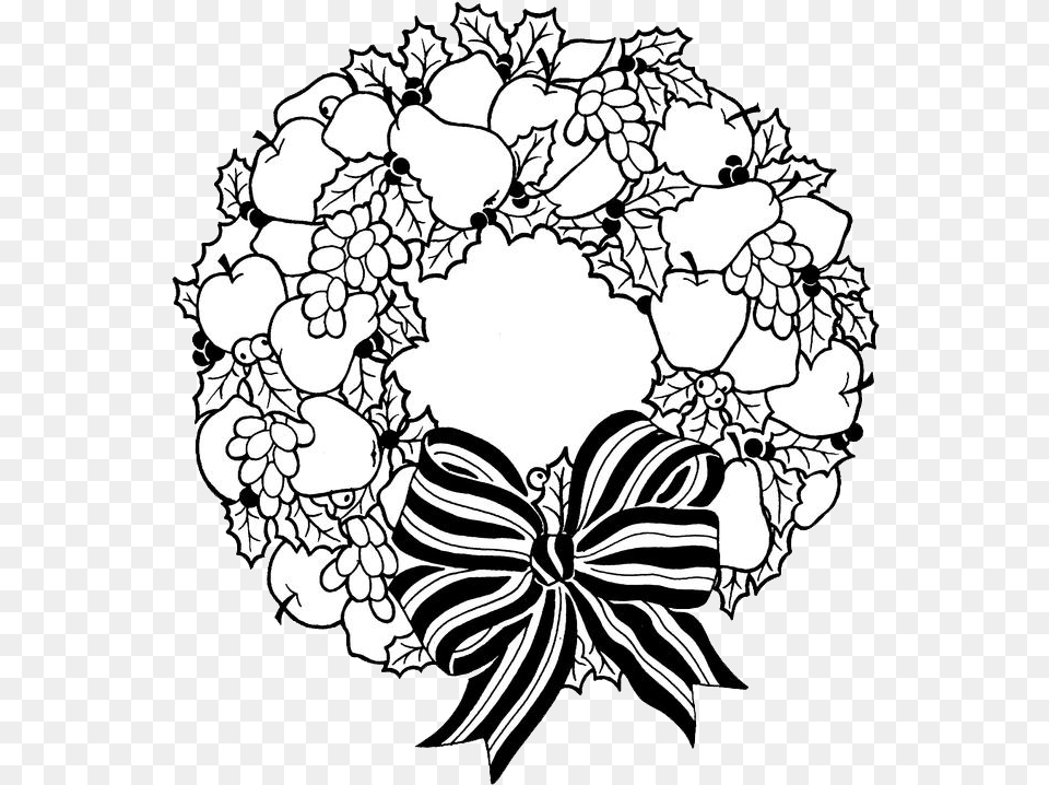 Christmas Wreath Christmas Wreath Coloring Pages Christmas Wreath Coloring Pages, Art, Floral Design, Graphics, Pattern Png Image