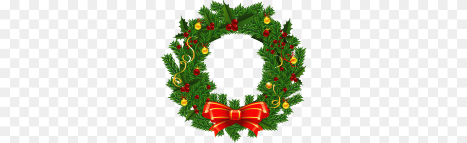 Christmas Wreath Clip Art Happy Holidays, Green Free Transparent Png