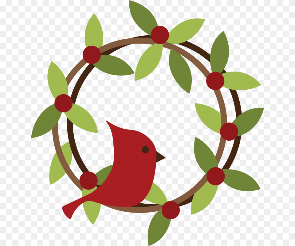 Christmas Wreath Clipart Download Full Size Clipart Christmas Wreath Clipart Free, Pattern, Animal, Bird, Cardinal Png