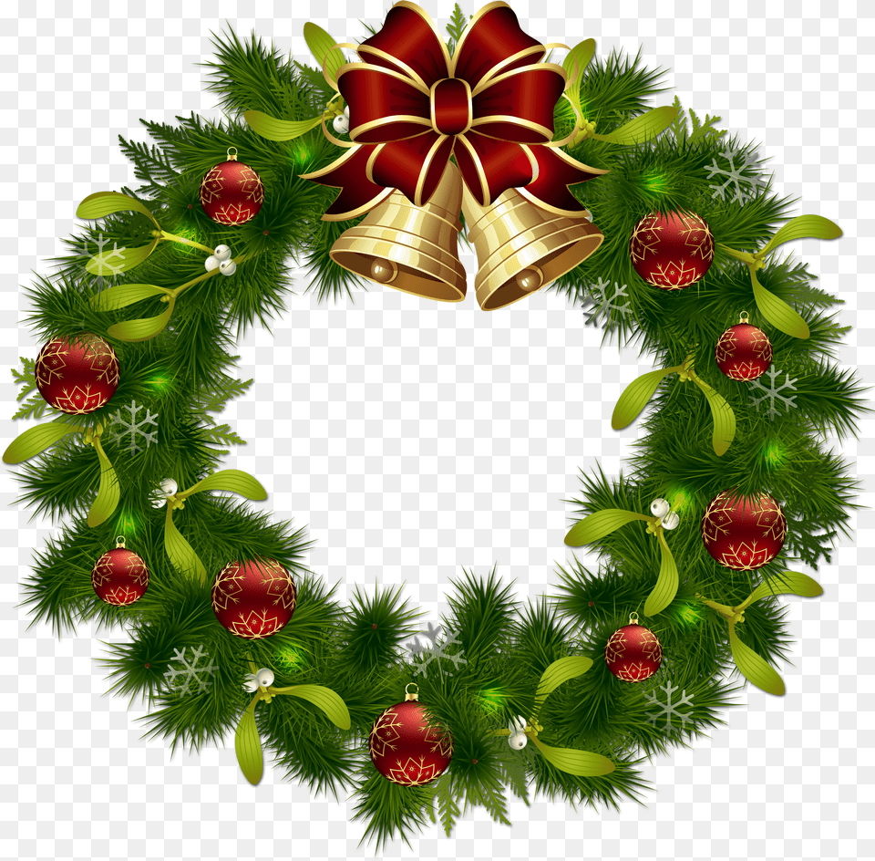 Christmas Wreath Clipart Gold Png Image