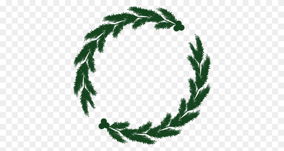 Christmas Wreath Green Silhouette, Plant, Vegetation, Leaf Png Image