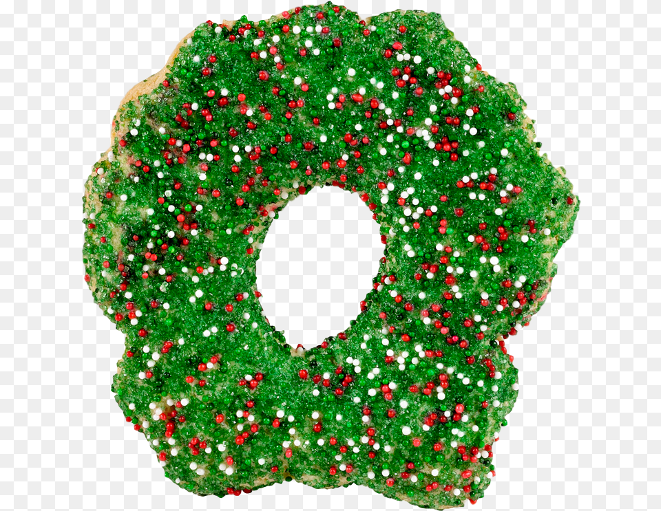 Christmas Wreath Sugar Cookie Doughnut, Food, Sweets Png Image