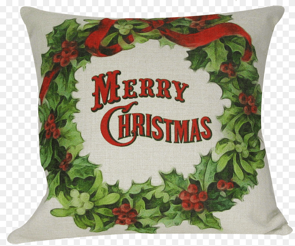Christmas Wreath Throw Pillow With Insert Christmas Pillow Transparent Background, Cushion, Home Decor, Accessories, Bag Png
